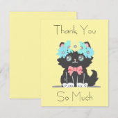 Adorable Black Kitty Flat Danke Karte (Vorne/Hinten)