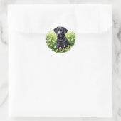 Adorable Black Lab in einem Kleeblatt Runder Aufkleber (Tasche)