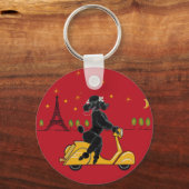 Adorable Black Poodle on a Paris Schlüsselanhänger (Vorderseite)