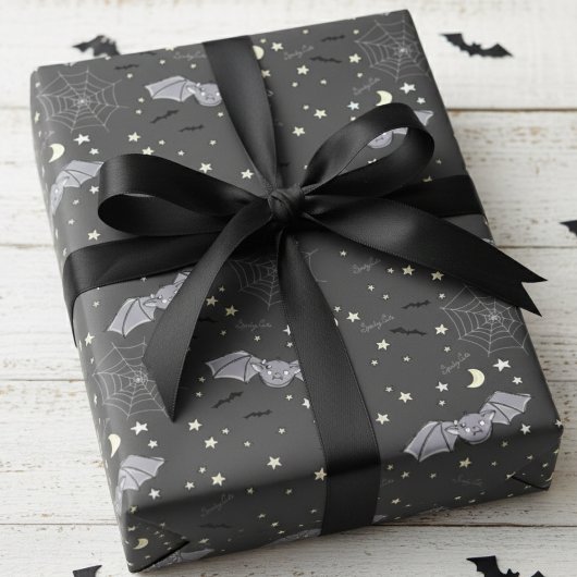 Adorable Black Spooky Niedlich Girly Bats Hallowee Geschenkpapier