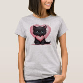 Adorable Black Valentine Kitten T-Shirt (Vorderseite)