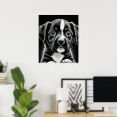Adorable Black & White Puppy Poster (Heimbüro)