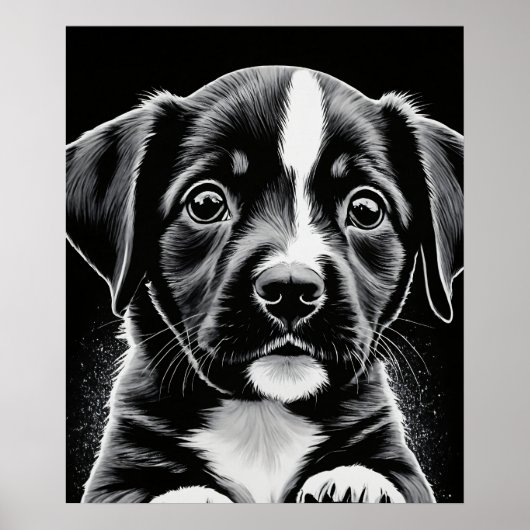 Adorable Black & White Puppy Poster (Vorne)