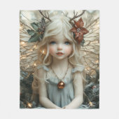 Adorable Blonde Fairy Gold Glitter Wings Lights Fleecedecke (Vorderseite)