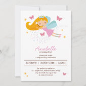 Adorable Blonde Fairy Princess Girl's Birthday Einladung (Vorderseite)