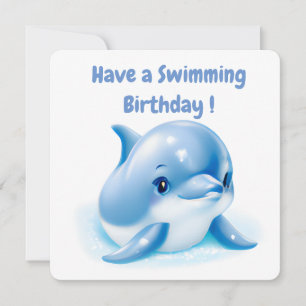 Adorable Blue Baby Dolphin Feiertagskarte