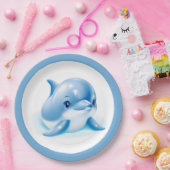 Adorable Blue Baby Dolphin Pappteller (Party)
