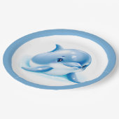 Adorable Blue Baby Dolphin Pappteller (Schrägansicht)