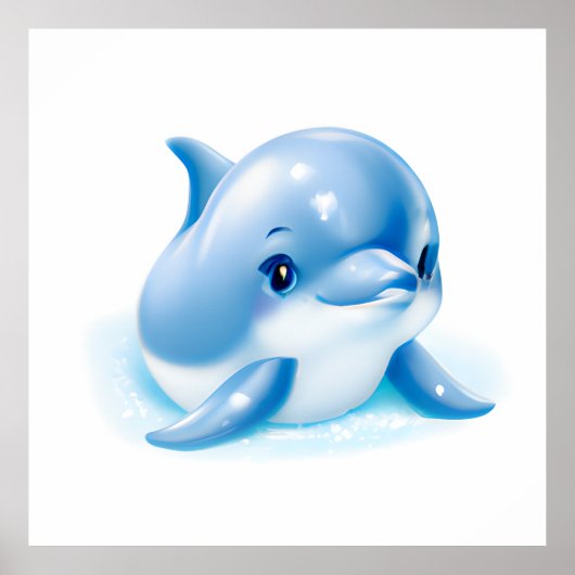 Adorable Blue Baby Dolphin Poster (Vorne)