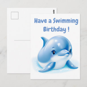 Adorable Blue Baby Dolphin Postkarte