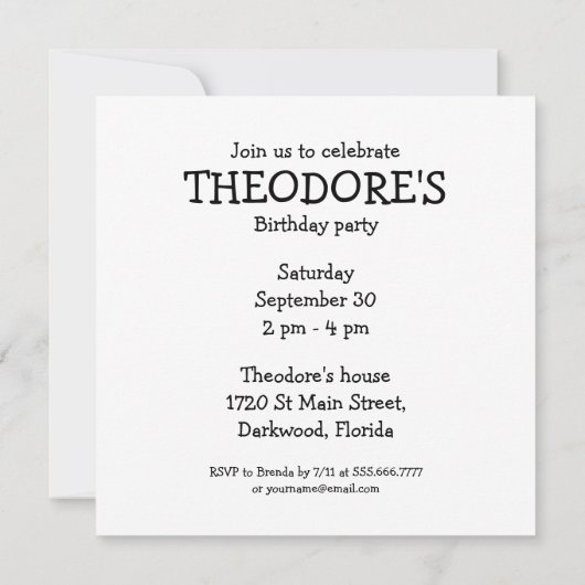 Adorable Blue Creature mit Balloons Einladung (Rückseite)