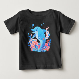 Adorable Blue Dolphin Baby Bodysuit Baby T-shirt