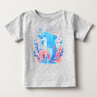 Adorable Blue Dolphin Baby Bodysuit Baby T-shirt