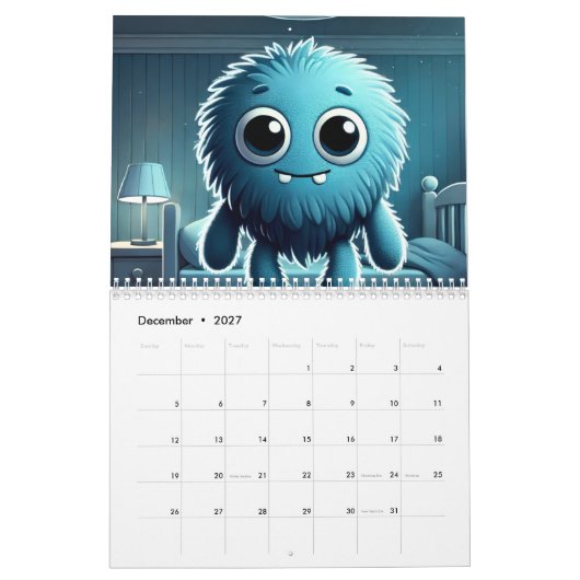 Adorable Blue Fluffy Creature Kalender (Dez 2027)