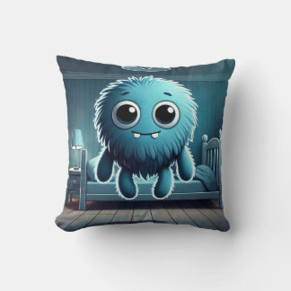 Adorable Blue Fluffy Creature Kissen
