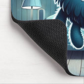 Adorable Blue Fluffy Creature Mousepad (Ecke)