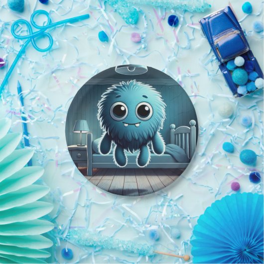 Adorable Blue Fluffy Creature Pappteller (Party)