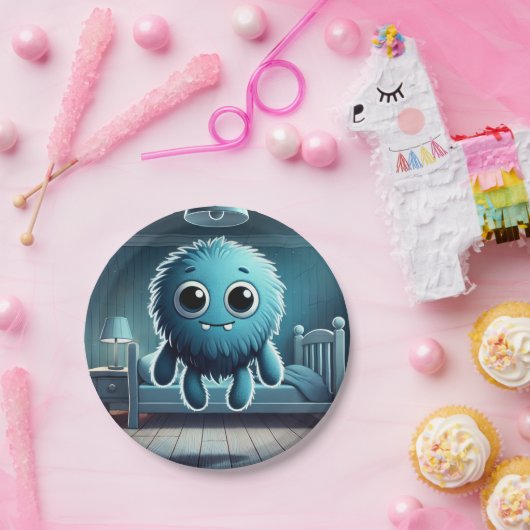Adorable Blue Fluffy Creature Pappteller (Party)