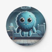 Adorable Blue Fluffy Creature Pappteller (Vorderseite)