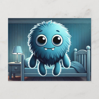 Adorable Blue Fluffy Creature Postkarte