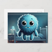 Adorable Blue Fluffy Creature Postkarte (Vorne/Hinten)