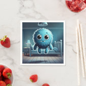 Adorable Blue Fluffy Creature Serviette (Beispiel)
