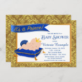Adorable Blue Gold Prince Baby Dusche Einladungen (Vorne/Hinten)