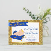 Adorable Blue Gold Prince Baby Dusche Einladungen (Stehend Vorderseite)