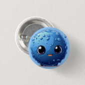 Adorable Blue Lächeln Ball Charakter Button (Vorne & Hinten)