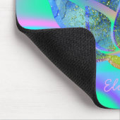 Adorable Blue Lotus, Holografischer Regenbogen Mousepad (Ecke)