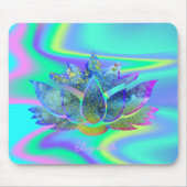 Adorable Blue Lotus, Holografischer Regenbogen Mousepad (Vorne)