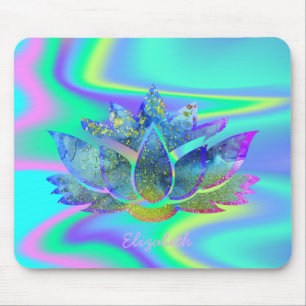 Adorable Blue Lotus, Holografischer Regenbogen Mousepad