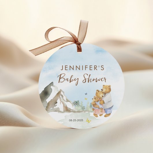 Adorable Blue Mountain Aquarellbären Geschenkanhänger