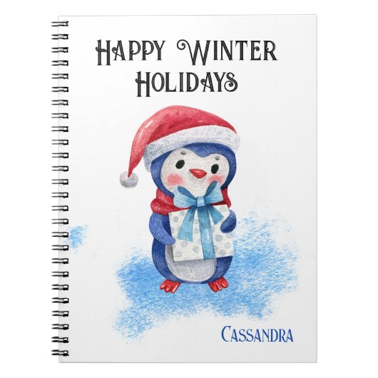 Adorable Blue Pinguin Winterplaner 6.5x8.75 Notizblock (Vorderseite)