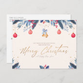 Adorable Blue Red Ornament Weihnachten Postkarte (Vorne/Hinten)