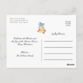 Adorable Blue Red Ornament Weihnachten Postkarte (Rückseite)