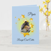 Adorable Blue Rough Coat Collie ist ein Star Karte (Gelbe Blume)