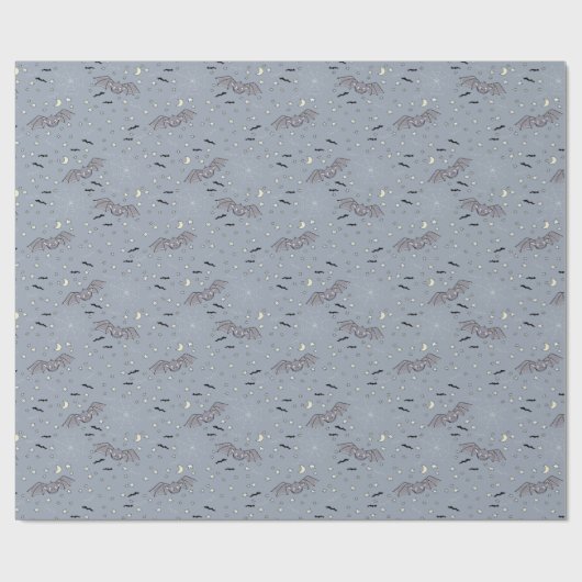 Adorable Blue Spookoky Niedliche Fledermäuse Hallo Geschenkpapier (Flach)