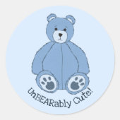Adorable Blue Teddy Bear Runder Aufkleber (Vorderseite)