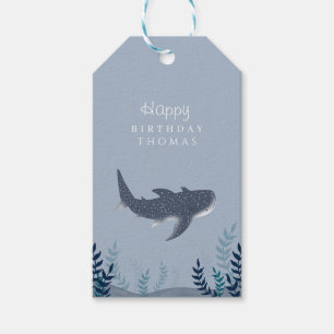 Adorable Blue Under Sea Manta Ray Geburtstag Geschenkanhänger