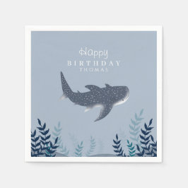 Adorable Blue Under Sea Manta Ray Geburtstag Serviette