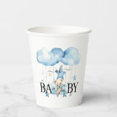 Adorable Blue Watercolor Teddy Bear Baby Dusche Pappbecher (Rückseite)