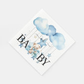 Adorable Blue Watercolor Teddy Bear Baby Dusche Serviette (Ecke)