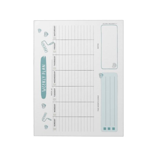Adorable Blue Weekekly Planner Notepad Notizblock (Rotiert)