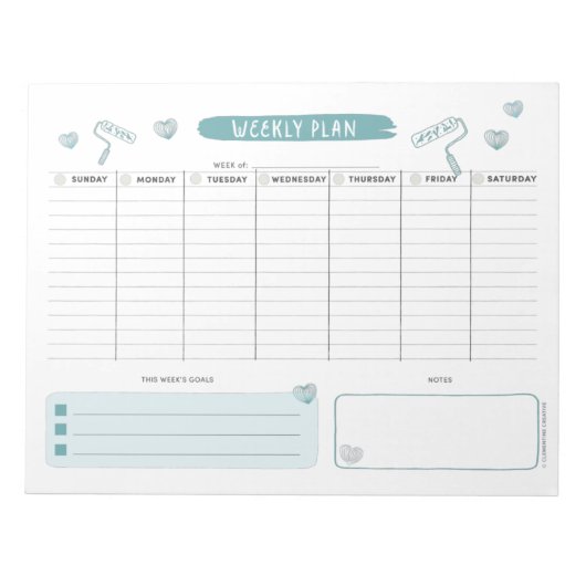 Adorable Blue Weekekly Planner Notepad Notizblock (Vorderseite)