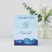 Adorable Blue Whale Nautical Baby Dusche Vielen Da Dankeskarte (Stehend Vorderseite)