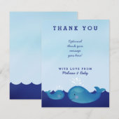 Adorable Blue Whale Nautical Baby Dusche Vielen Da Dankeskarte (Vorne/Hinten)