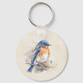 Adorable Bluebird Rustikale Wasserfarbe Schlüsselanhänger (Rückseite)
