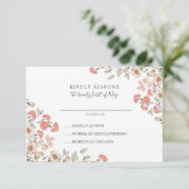 Adorable Blush Blume Hochzeit RSVP Karte (Stehend Vorderseite)