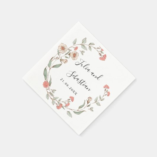 Adorable Blush Blume Hochzeitsmonogramm Serviette (Ecke)